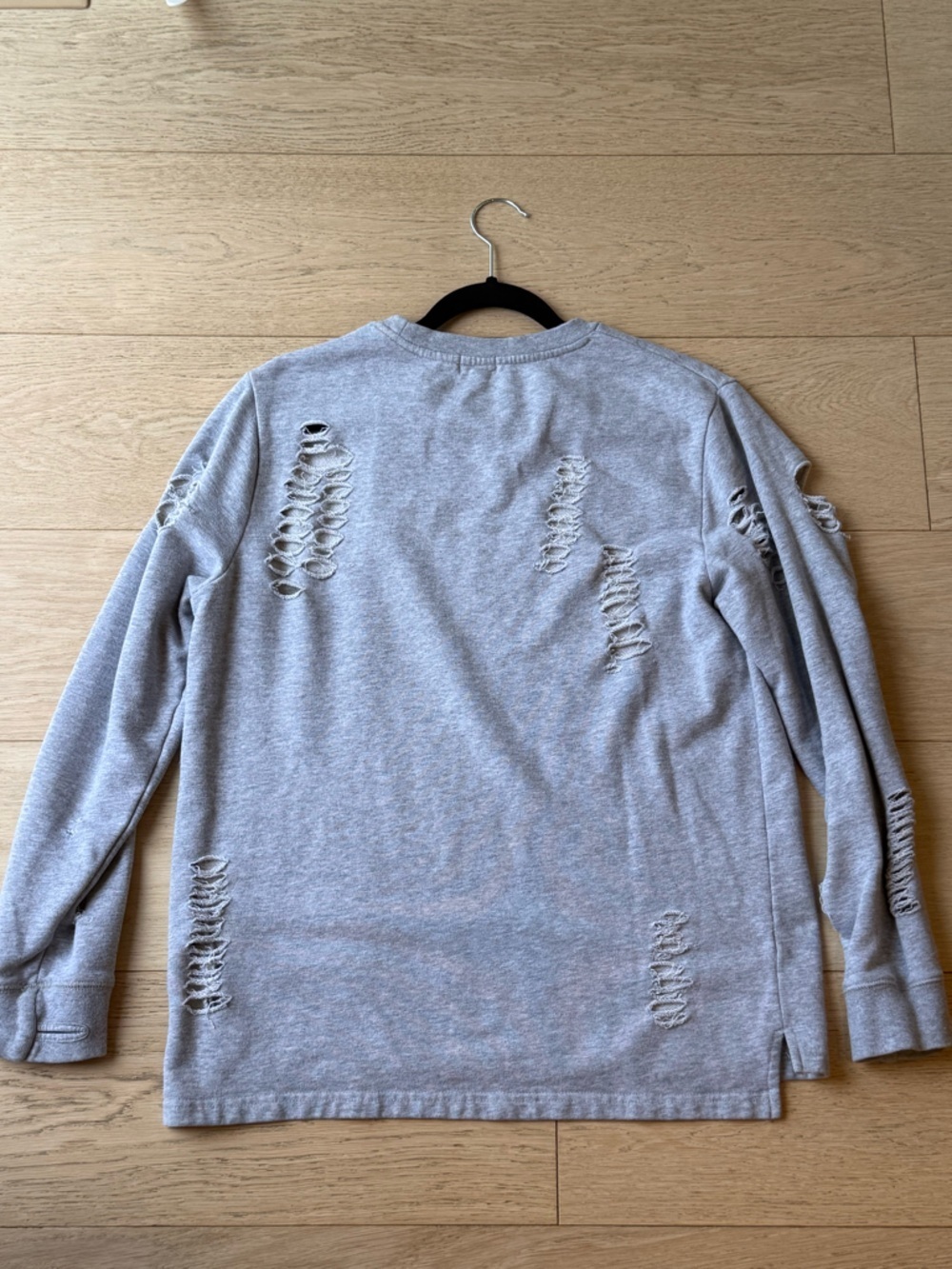 Distressed Gray Sweatshirt | Y2K Grunge Streetwear | The Weekend Brand Small - Picture 8 of 8